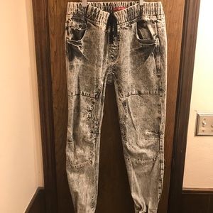 WT 02 Acid Wash Jeans Size XL with Draw String